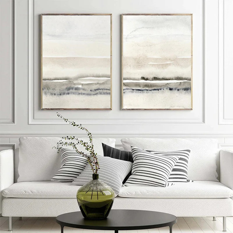 Beige and Grey Abstract Wall Art