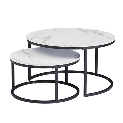 White Marble Round Coffee Table Set