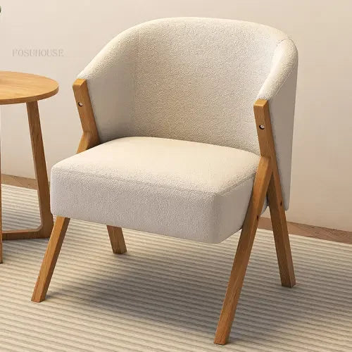 Nordic Solid Wood Velvet Armchair