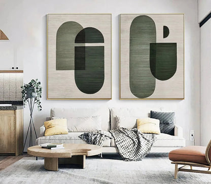 Abstract Green Beige Wall Art