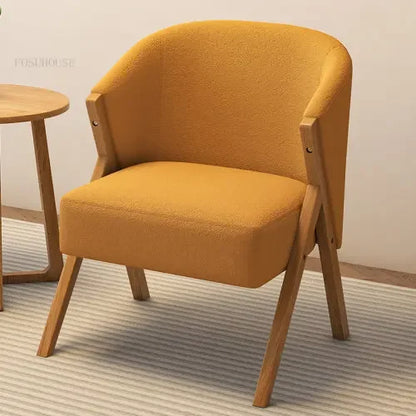 Nordic Solid Wood Velvet Armchair