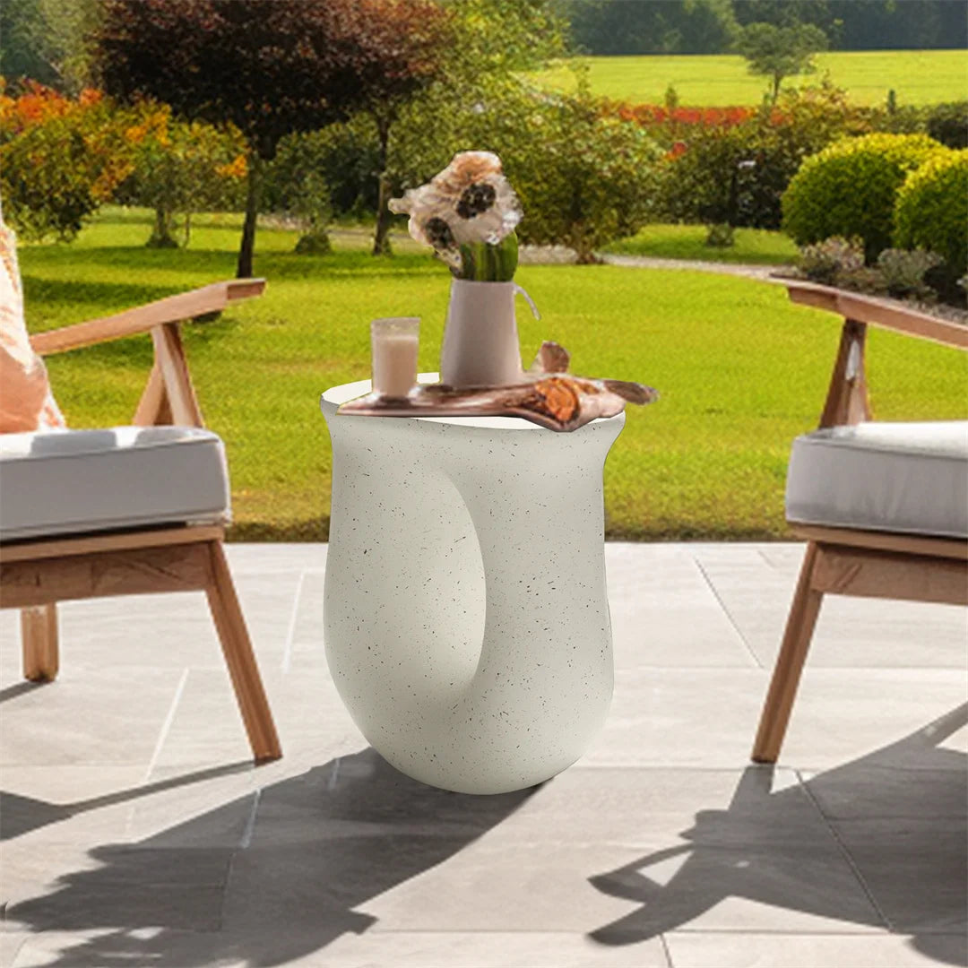 Modern U-Shaped Geometric Concrete Side Table