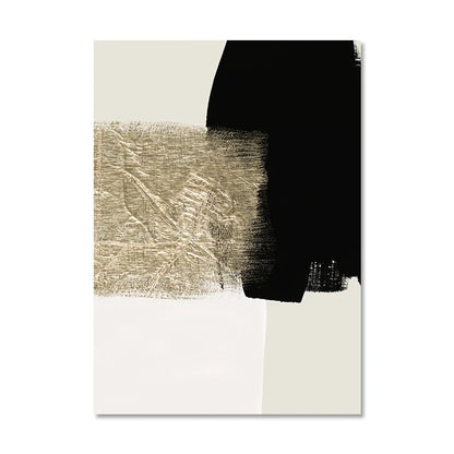 Abstract Modern Black Beige Gold Minimalist Wall Art