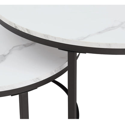 White Marble Round Coffee Table Set