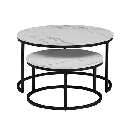 White Marble Round Coffee Table Set