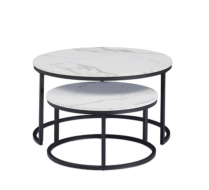 White Marble Round Coffee Table Set