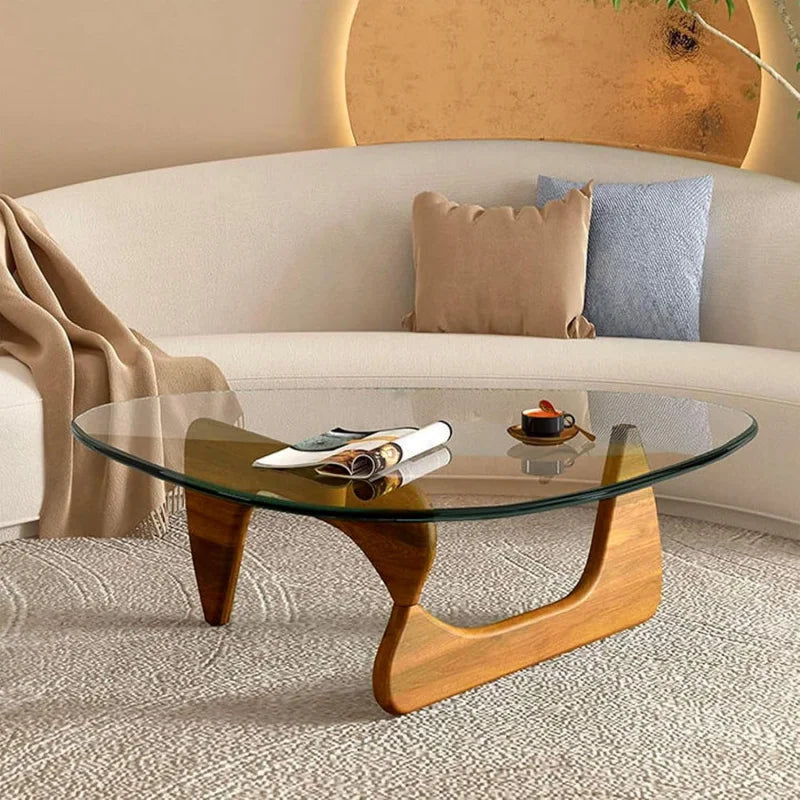 Modern Walnut Triangle Coffee Table