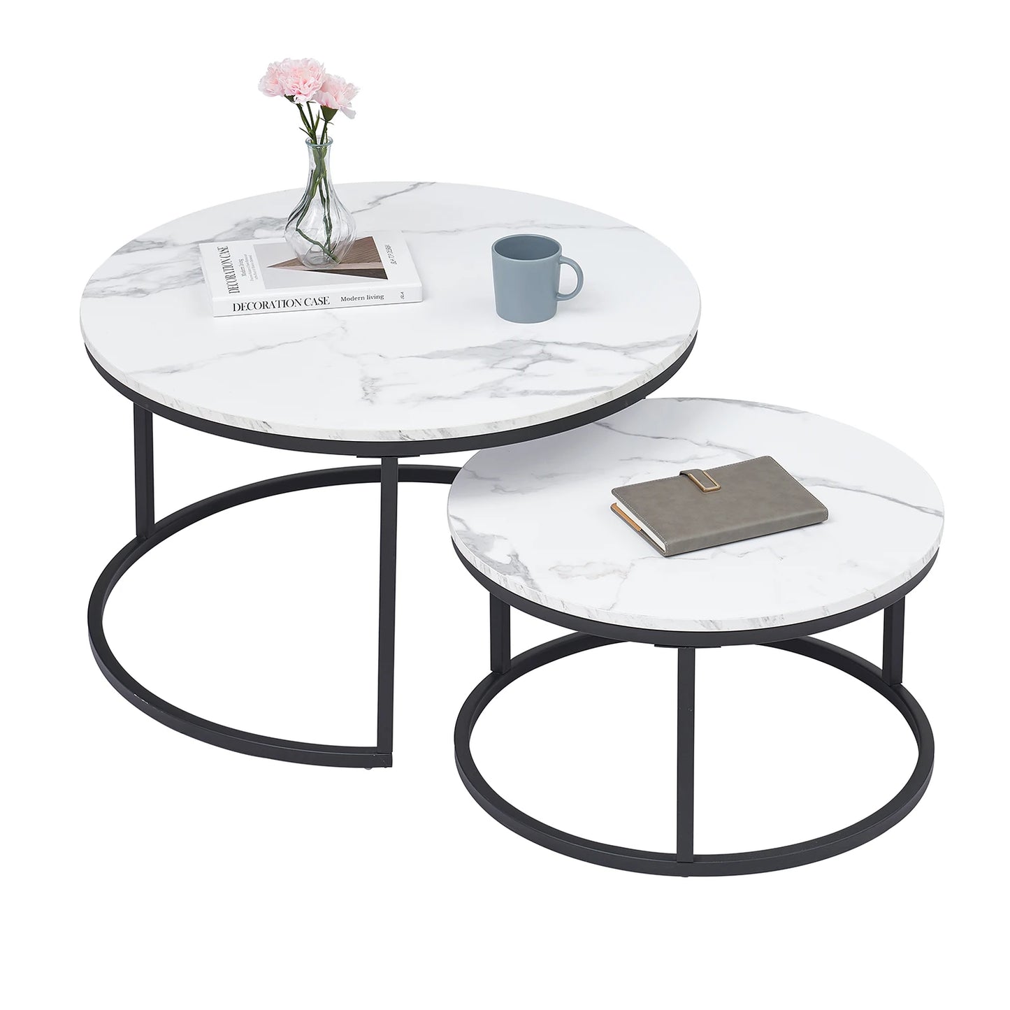 White Marble Round Coffee Table Set